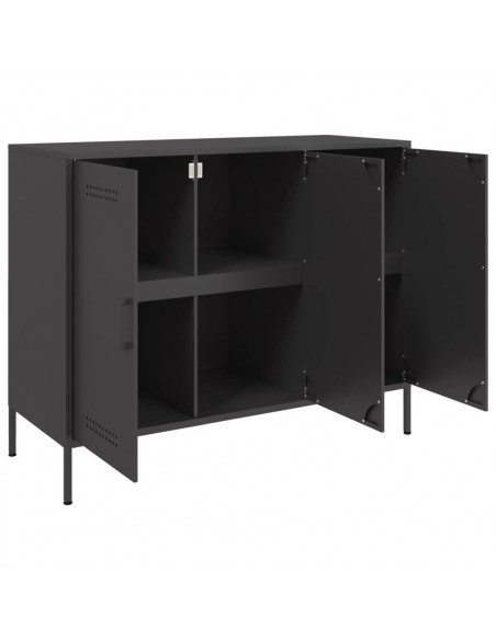 Credenza Nera 100,5x39x79 cm in Acciaio Laminato a Freddo