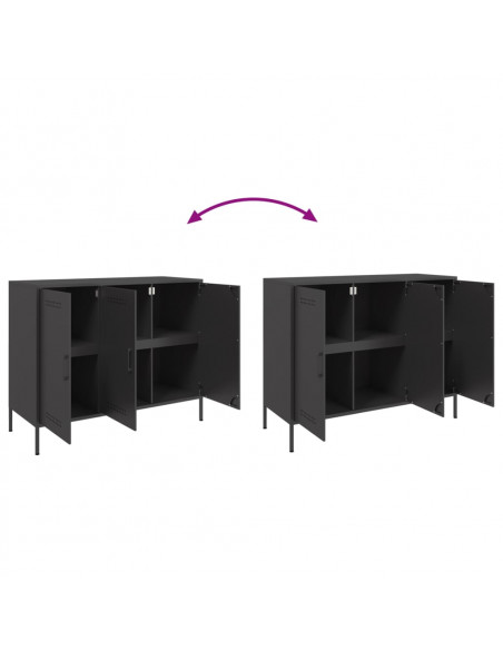 Credenza Nera 100,5x39x79 cm in Acciaio Laminato a Freddo