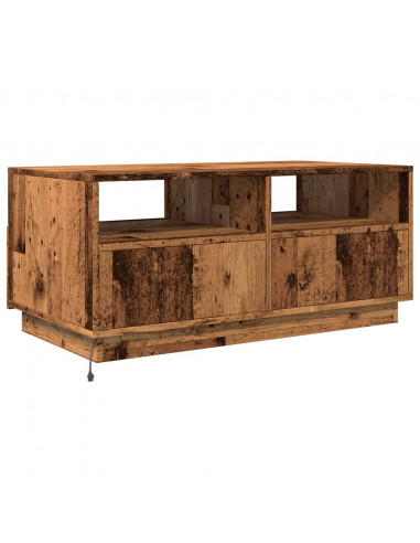 Tavolino da Salotto con Luci LED Legno Antico 90x49x40 cm