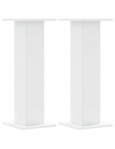 Supporti Altoparlanti 2 pz Bianchi 30x30x80cm Legno Multistrato 2