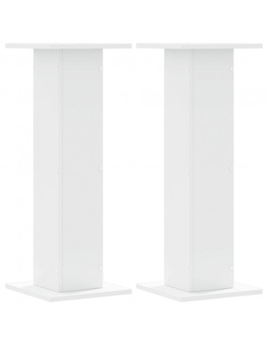 Supporti Altoparlanti 2 pz Bianchi 30x30x80cm Legno Multistrato
