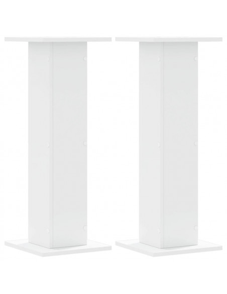 Supporti Altoparlanti 2 pz Bianchi 30x30x80cm Legno Multistrato