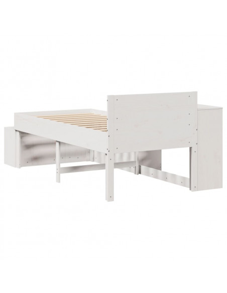 Letto senza Materasso Bianco 90x200 cm Legno Massello di Pino