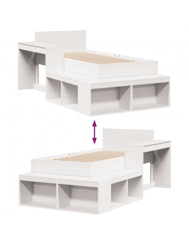 Letto senza Materasso Bianco 90x200 cm Legno Massello di Pino