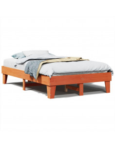 Letto senza Materasso Marrone Cera 135x190 cm in Legno di Pino 2