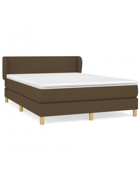 Giroletto a Molle con Materasso Marrone Scuro 140x190cm Tessuto