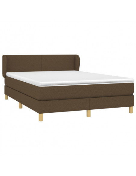 Giroletto a Molle con Materasso Marrone Scuro 140x190cm Tessuto