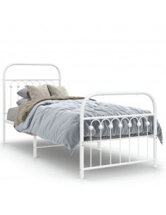 Giroletto con Testiera e Pediera Metallo Bianco 75x190 cm 2