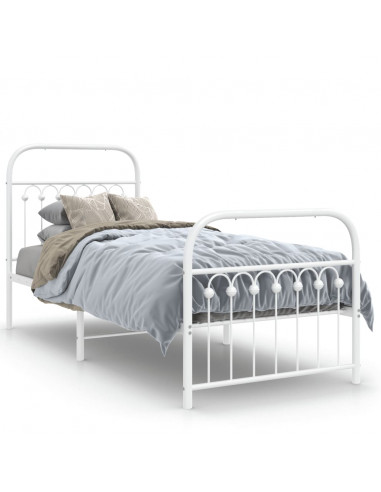 Giroletto con Testiera e Pediera Metallo Bianco 75x190 cm