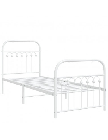 Giroletto con Testiera e Pediera Metallo Bianco 75x190 cm