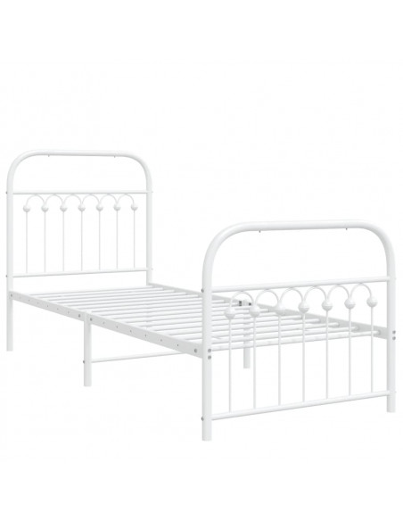Giroletto con Testiera e Pediera Metallo Bianco 75x190 cm