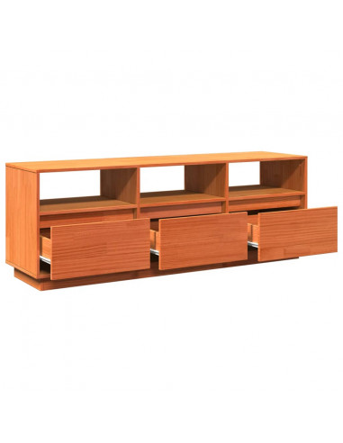 Mobile TV Marrone Cera 140x37x50 cm Legno Massello di Pino