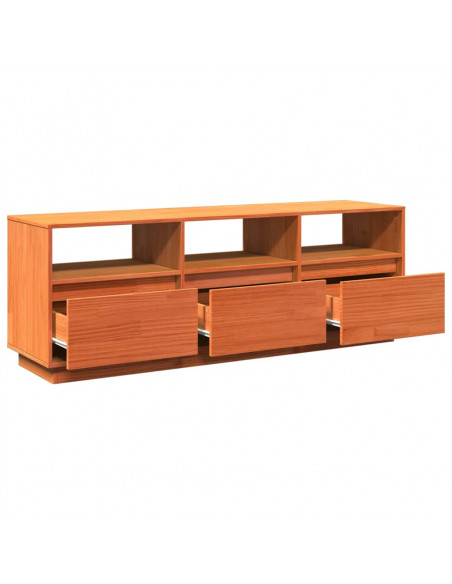 Mobile TV Marrone Cera 140x37x50 cm Legno Massello di Pino