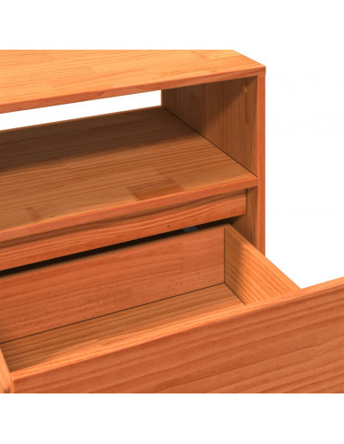 Mobile TV Marrone Cera 140x37x50 cm Legno Massello di Pino