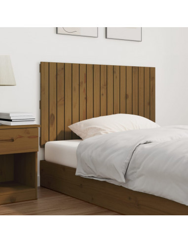 Testiera da Parete Miele 108x3x60 cm in Legno Massello di Pino