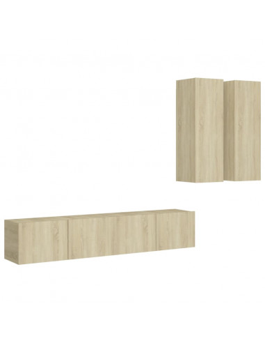 Set di Mobili TV 4 pz Rovere Sonoma in Legno Multistrato