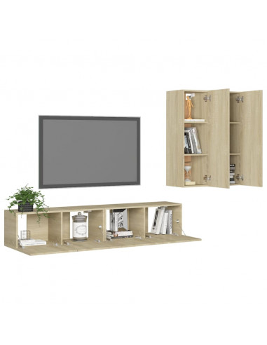 Set di Mobili TV 4 pz Rovere Sonoma in Legno Multistrato