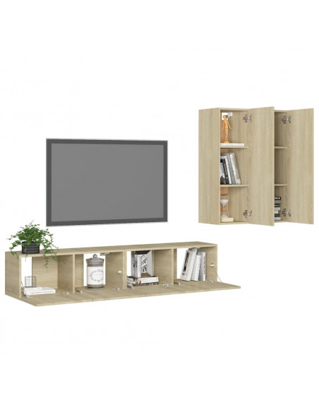 Set di Mobili TV 4 pz Rovere Sonoma in Legno Multistrato