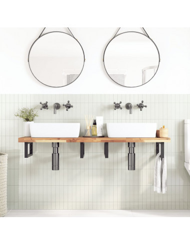 Piano da Bagno Non Trattato 120x40x4cm Legno Massello di Acacia