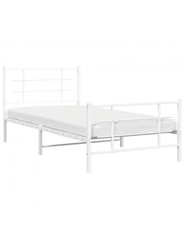 Giroletto con Testiera e Pediera Metallo Bianco 107x203 cm