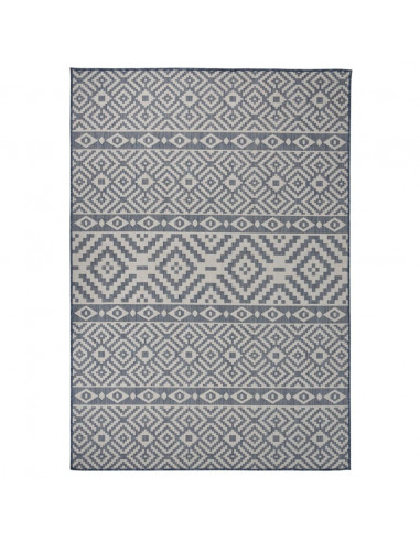 Tappeto da Esterni a Tessitura Piatta 160x230 cm Strisce Blu