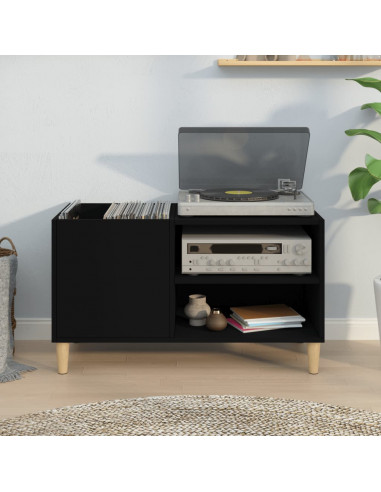 Mobile Porta Dischi Nero 84,5x38x48 cm in Legno Multistrato