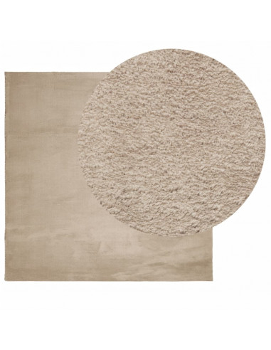 Tappeto a Pelo Corto HUARTE Morbido e Lavabile Sabbia 120x120cm