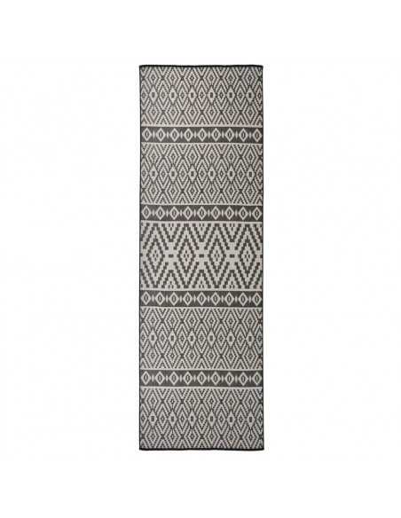 Tappeto da Esterni a Tessitura Piatta 80x250 cm Strisce Nere