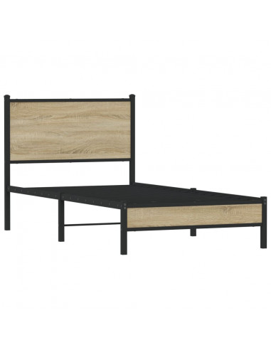 Giroletto con Testiera in Metallo Rovere Sonoma 90x200 cm