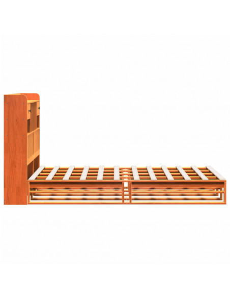 Letto Libreria senza Materasso Marrone Cera 135x190 cm in Pino