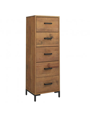 Cassettiera 42x35x110 cm in Legno Massello di Pino