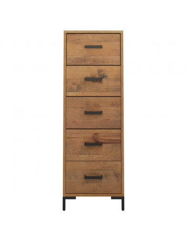 Cassettiera 42x35x110 cm in Legno Massello di Pino