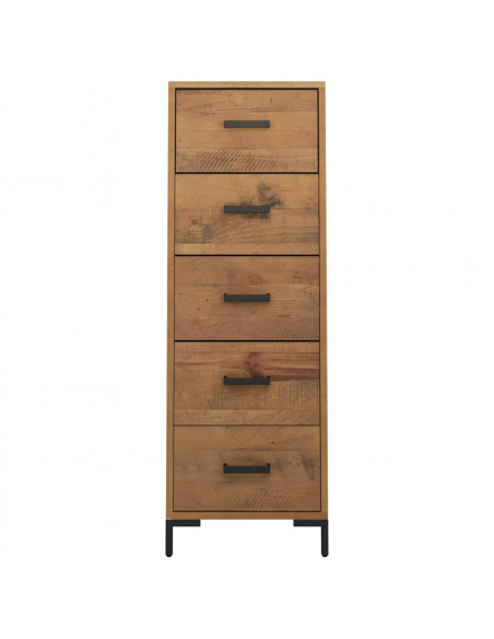Cassettiera 42x35x110 cm in Legno Massello di Pino