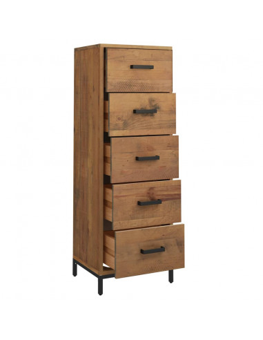 Cassettiera 42x35x110 cm in Legno Massello di Pino