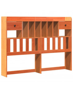 Letto Libreria senza Materasso Marrone Cera 160x200 cm in Pino 2