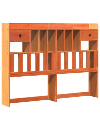 Letto Libreria senza Materasso Marrone Cera 160x200 cm in Pino