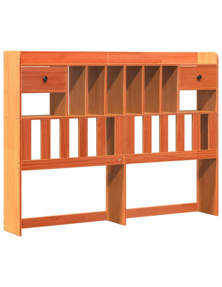 Letto Libreria senza Materasso Marrone Cera 160x200 cm in Pino