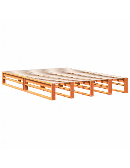 Letto Libreria senza Materasso Marrone Cera 160x200 cm in Pino