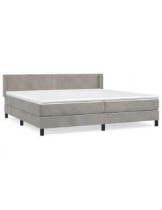 Giroletto a Molle con Materasso Grigio Chiaro 200x200cm Velluto 2