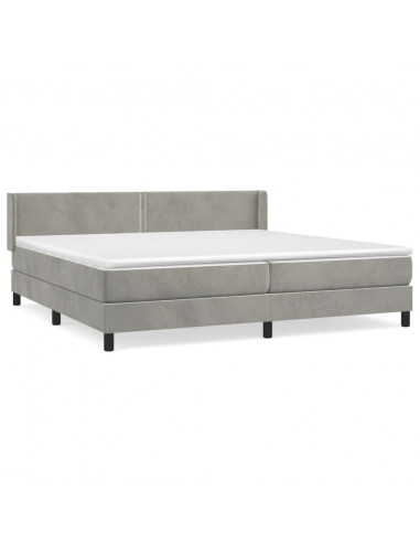 Giroletto a Molle con Materasso Grigio Chiaro 200x200cm Velluto