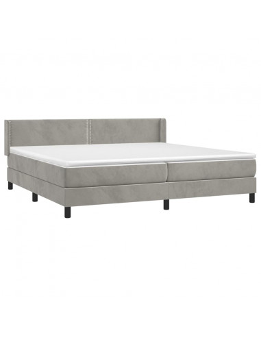 Giroletto a Molle con Materasso Grigio Chiaro 200x200cm Velluto