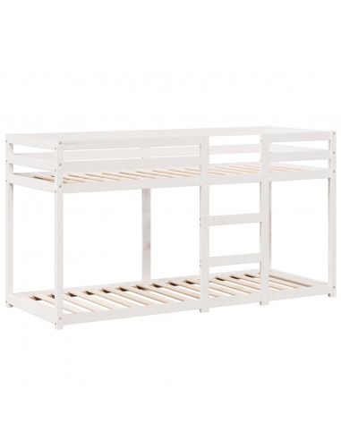 Letto a Castello con Tetto Bianco 75x190 cm Legno Massello Pino