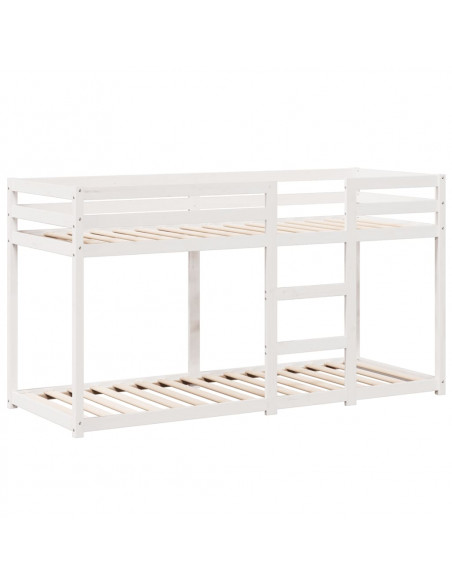 Letto a Castello con Tetto Bianco 75x190 cm Legno Massello Pino