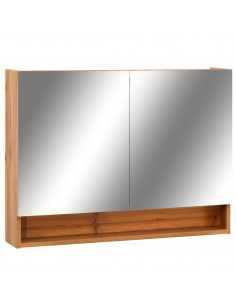 Armadietto a Specchio con LED Rovere 80x15x60 cm in MDF 2