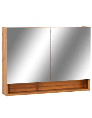 Armadietto a Specchio con LED Rovere 80x15x60 cm in MDF