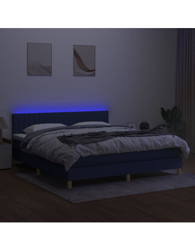 Letto a Molle con Materasso e LED Crema 160x200 cm in Tessuto