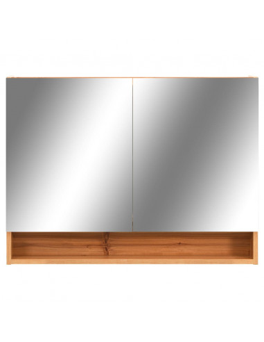 Armadietto a Specchio con LED Rovere 80x15x60 cm in MDF