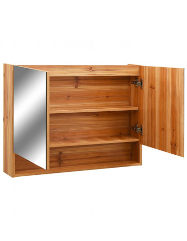 Armadietto a Specchio con LED Rovere 80x15x60 cm in MDF
