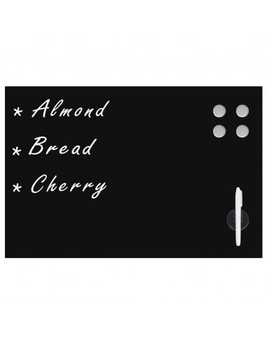 Lavagna Magnetica a Parete in Vetro 60x40 cm Nera