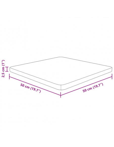 Piano Tavolo Quadrato 50x50x2,5 cm Massello Rovere Non Trattato